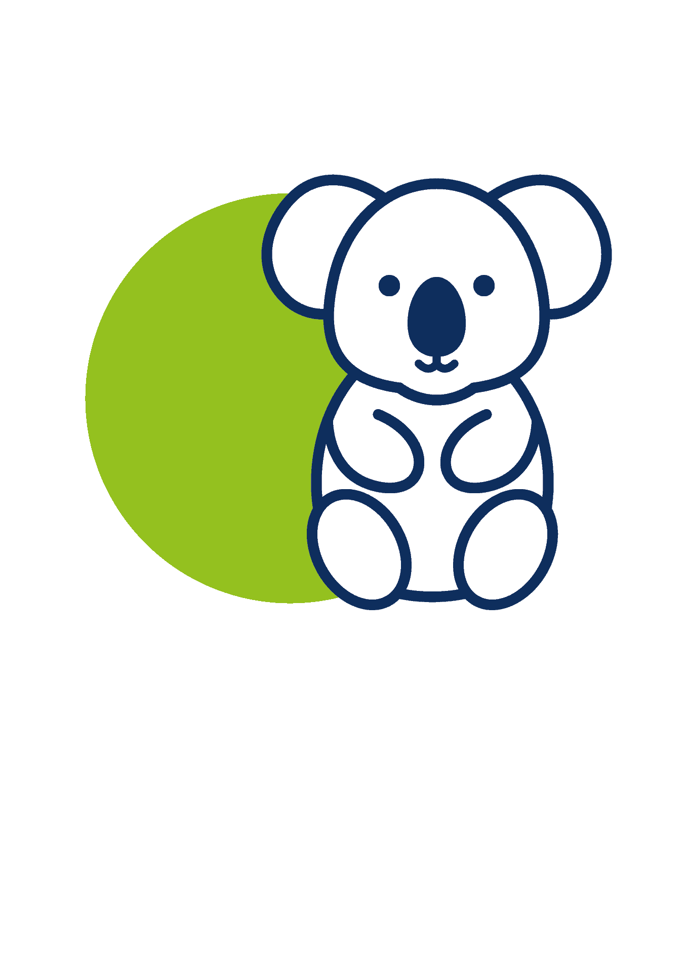 Ein Koala Icon in weiss blauer Farbe vor einem grünen Kreis